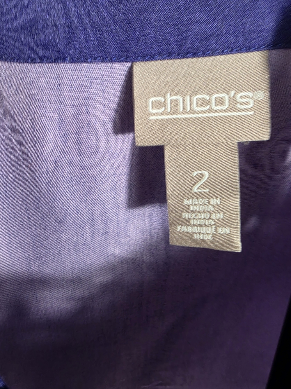 Chico's Size 2 Purple Ombre Embroidered Tunic Top Lace Up Boho Artisan Large - Picture 4 of 6